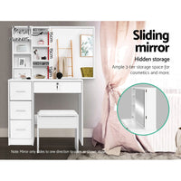 Dressing Table Stool Set Sliding Mirror White Diane Furniture Kings Warehouse 