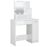 Dressing Table with LED High Gloss White 86.5x35x136 cm bedroom furniture Kings Warehouse 