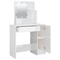 Dressing Table with LED High Gloss White 86.5x35x136 cm bedroom furniture Kings Warehouse 