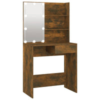 Dressing Table with LED Smoked Oak 74.5x40x141 cm bedroom furniture Kings Warehouse 