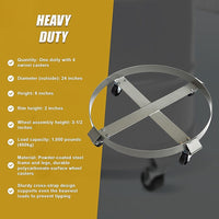Drum Dolly 450kg 55 Gallon w Swivel Casters Heavy Duty Steel Frame Non Tipping Tools Kings Warehouse 
