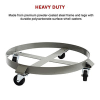 Drum Dolly 450kg 55 Gallon w Swivel Casters Heavy Duty Steel Frame Non Tipping Tools Kings Warehouse 