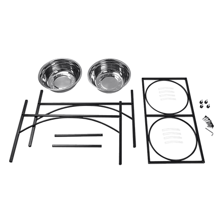 Dual Elevated Raised Pet Dog Puppy Feeder Bowl Stainless Steel Food Water Stand Pet Care KingsWarehouse 