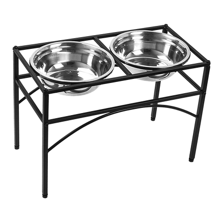 Dual Elevated Raised Pet Dog Puppy Feeder Bowl Stainless Steel Food Water Stand Pet Care KingsWarehouse 
