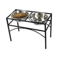 Dual Elevated Raised Pet Dog Puppy Feeder Bowl Stainless Steel Food Water Stand