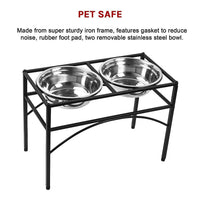 Dual Elevated Raised Pet Dog Puppy Feeder Bowl Stainless Steel Food Water Stand Pet Care KingsWarehouse 