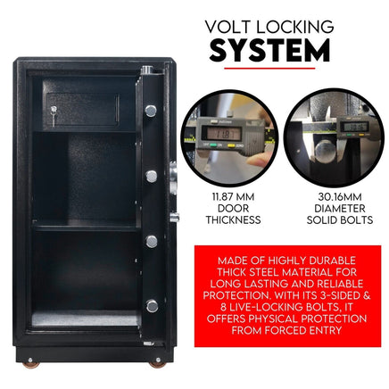 Dual Key Lock Safe Box Fire Proof Safe Heavy Duty Key Lock Security 118L Electronics Kings Warehouse 