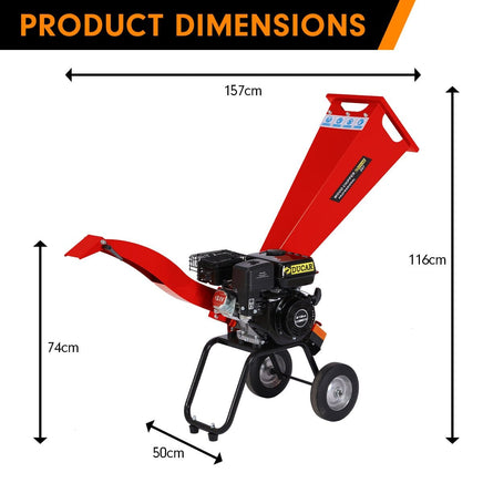 Ducar 7hp Wood Chipper Shredder Mulcher Grinder Petrol Red Home & Garden Kings Warehouse 
