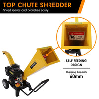 Ducar 7hp Wood Chipper Shredder Mulcher Grinder Petrol Yellow Kings Warehouse 