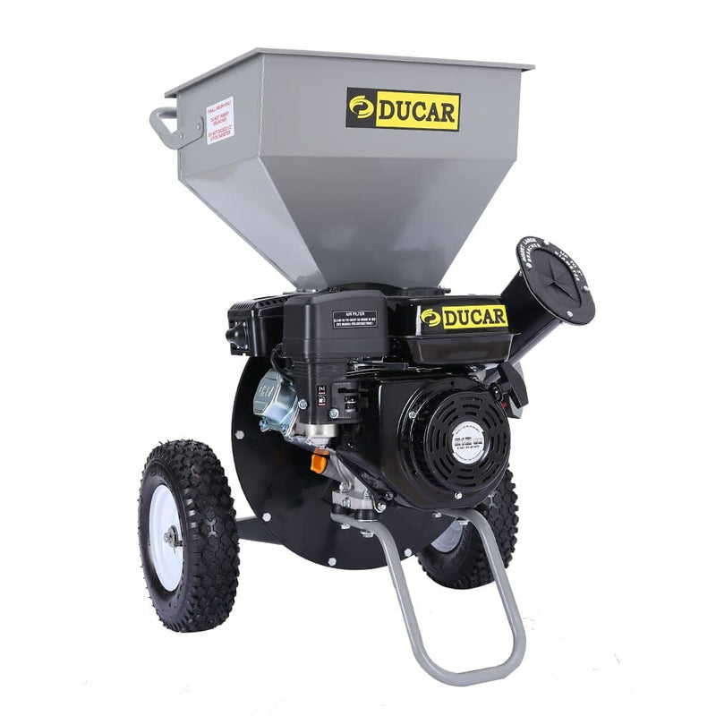 Ducar Wood Chipper Shredder Mulcher Garden 8hp Petrol Motor Upright Grinder - Silver Kings Warehouse Australia