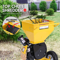 Ducar Wood Chipper Shredder Mulcher Garden 8hp Petrol Motor Upright Grinder - Yellow Kings Warehouse 