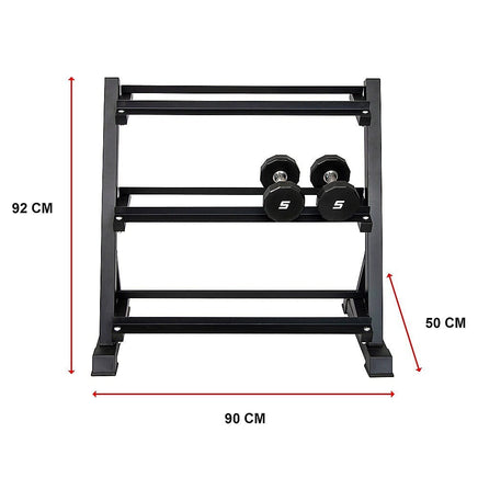 Dumbbell Rack Storage Stand Hex Weight Heavy Duty 3 Tier Wide Home Gym Fitness Sports & Fitness Kings Warehouse 