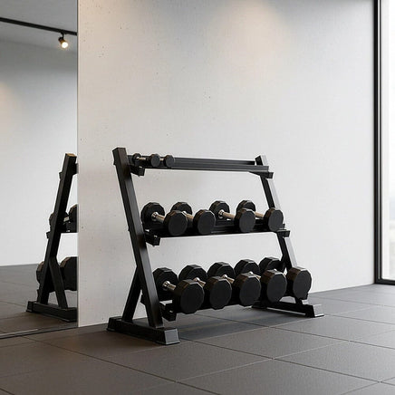 Dumbbell Rack Storage Stand Hex Weight Heavy Duty 3 Tier Wide Home Gym Fitness Sports & Fitness Kings Warehouse 