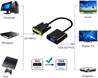 DVI to VGA Adapter,ABLEWE 1080p Active DVI-D to VGA Adapter Converter 24+1 Male to Female Adapter Kings Warehouse 