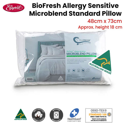 Easyrest BioFresh Allergy Sensitive Microblend Standard Pillow 48 x 73 cm Home & Garden Kings Warehouse 