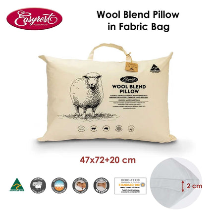 Easyrest Wool Blend Standard Pillow in Fabric Bag 47 x 72 + 20 cm Home & Garden Kings Warehouse 