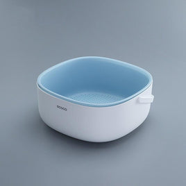 Ecoco Double Drain Basket Bowl Washing Kitchen Strainer Noodles Vegetables Fruit Sink Supplies Blue Home & Garden Kings Warehouse 