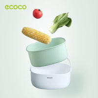 Ecoco Double Drain Basket Bowl Washing Kitchen Strainer Noodles Vegetables Fruit Sink Supplies Blue Home & Garden Kings Warehouse 