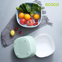 Ecoco Double Drain Basket Bowl Washing Kitchen Strainer Noodles Vegetables Fruit Sink Supplies Blue Home & Garden Kings Warehouse 