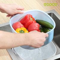 Ecoco Double Drain Basket Bowl Washing Kitchen Strainer Noodles Vegetables Fruit Sink Supplies Green Home & Garden Kings Warehouse 