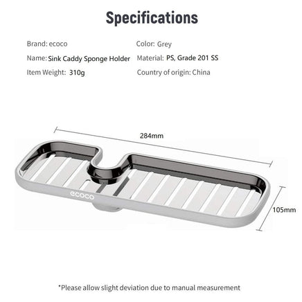Ecoco Kitchen Drain Holder Sponge Sink Storage Rack Basket Organizer Shelf Bathroom AU Home & Garden Kings Warehouse 