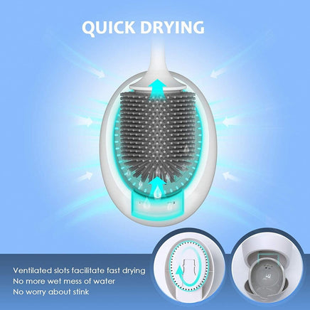 Ecoco Silicone Water Drop Toilet Brush Holder Set Wall-Mounted Cleaning Brush Tool Grey Home & Garden Kings Warehouse 