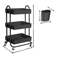 EKKIO Kitchen Trolley Cart 3 Tier (Black) Home & Garden Kings Warehouse 