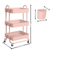 EKKIO Kitchen Trolley Cart 3 Tier (Pink) Home & Garden Kings Warehouse 