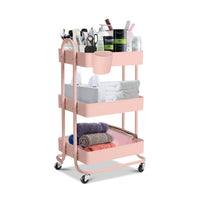 EKKIO Kitchen Trolley Cart 3 Tier (Pink) Home & Garden Kings Warehouse 