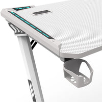 EKKIO RGB Gaming Desk Z Shape White 140cm Furniture Kings Warehouse 