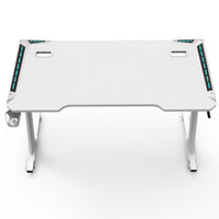 EKKIO RGB Gaming Desk Z Shape White 140cm Furniture Kings Warehouse 