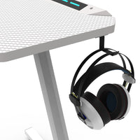 EKKIO RGB Gaming Desk Z Shape White 140cm Furniture Kings Warehouse 