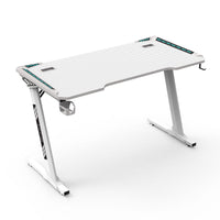 EKKIO RGB Gaming Desk Z Shape White 140cm Furniture Kings Warehouse 