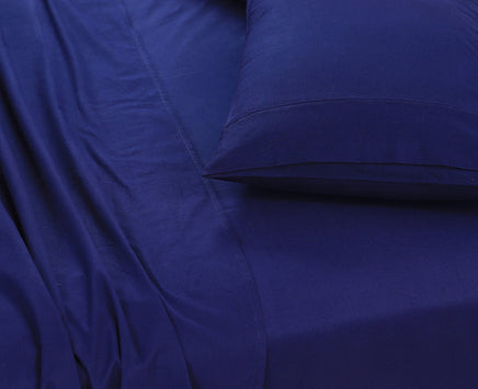 Elan Linen 100% Egyptian Cotton Vintage Washed 500TC Navy Blue Single Bed Sheets Set Home & Garden Kings Warehouse 