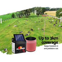 Electric Fence Energiser 3km Solar Powered Energizer Set + 1200m Tape Passionate for Pets Kings Warehouse 