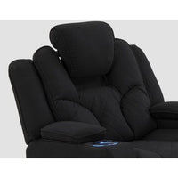 Electric Recliner Stylish Rhino Fabric Black 1 Seater Lounge Armchair with LED Features Furniture Kings Warehouse 