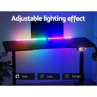 Electric Standing Desk Gaming Desks Sit Stand Table RGB Light Home Office Kings Warehouse 