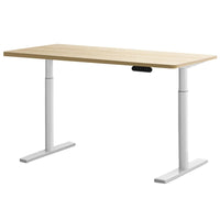 Electric Standing Desk Height Adjustable Sit Stand Desks White Oak 140cm Kings Warehouse 