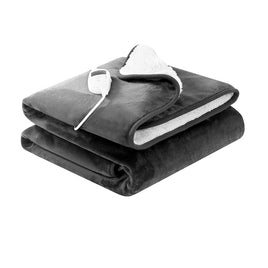 Electric Throw Rug Heated Blanket Washable Snuggle Flannel Winter Grey Kings Warehouse 