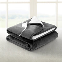 Electric Throw Rug Heated Blanket Washable Snuggle Flannel Winter Grey Kings Warehouse 