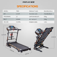 Electric Treadmill w/ Fitness Tracker Home Gym Exercise Equipment Kings Warehouse 