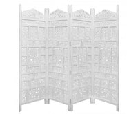 Elephant 4 Panel Room Divider Screen Privacy Shoji Timber Wood Stand - White Kings Warehouse 