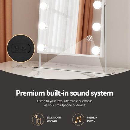 Embellir Bluetooth Makeup Mirror 30x40cm Hollywood Vanity with LED Light White Home & Garden Kings Warehouse 
