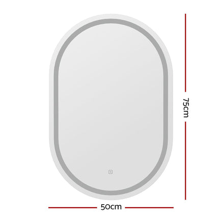 Embellir LED Wall Mirror With Light 50X75CM Bathroom Decor Oval Mirrors Vanity Home & Garden Kings Warehouse 