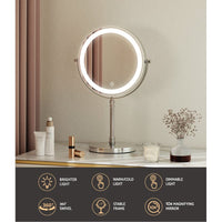 Embellir Makeup Mirror 20x20cm 10X Magnifying with LED Light Rotation Tabletop Health & Beauty Kings Warehouse 