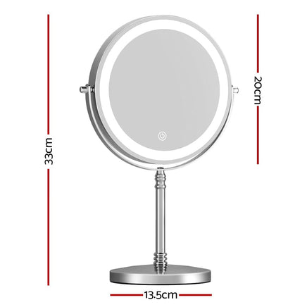 Embellir Makeup Mirror 20x20cm 10X Magnifying with LED Light Rotation Tabletop Health & Beauty Kings Warehouse 
