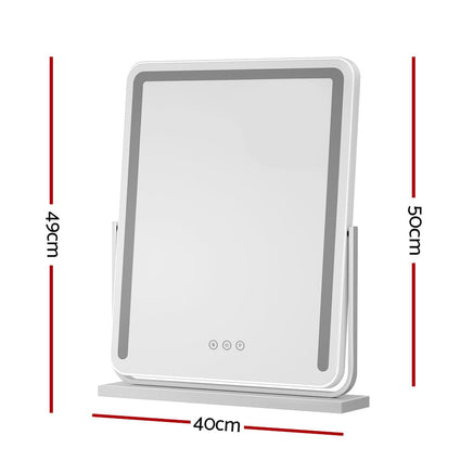 Embellir Makeup Mirror 40x50cm Hollywood Vanity with LED Light Strip Rotation Health & Beauty Kings Warehouse 