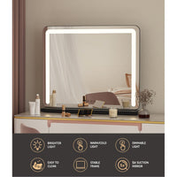 Embellir Makeup Mirror 60x50cm Hollywood Vanity with LED Light Tabletop Black Health & Beauty Kings Warehouse 