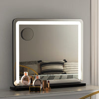 Embellir Makeup Mirror 60x50cm Hollywood Vanity with LED Light Tabletop Black Health & Beauty Kings Warehouse 