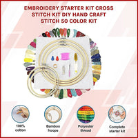 Embroidery Starter Kit Cross Stitch Kit DIY Hand Craft Stitch 50 Colour Kit Baby & Kids Kings Warehouse 